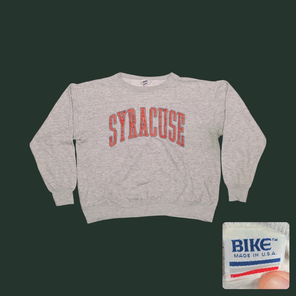 Vintage 90s Bike Syracuse Spellout Sweatshirt Boxy Cropped Women's XL